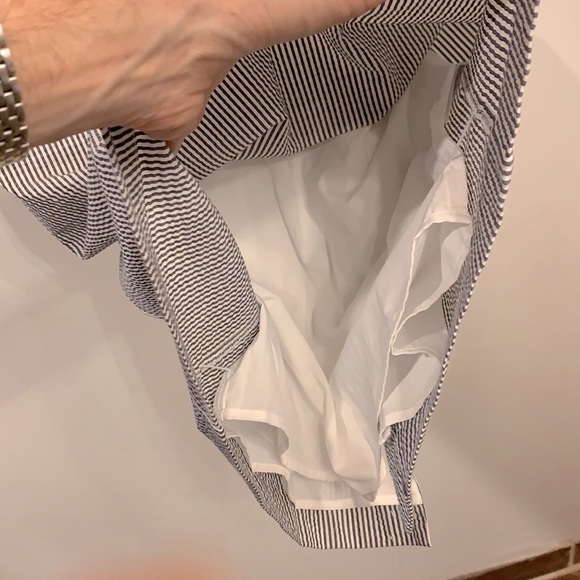 Banana Republic Size 2 Pinstripe One Shoulder Stretch Cotton Dress - Picture 14 of 14